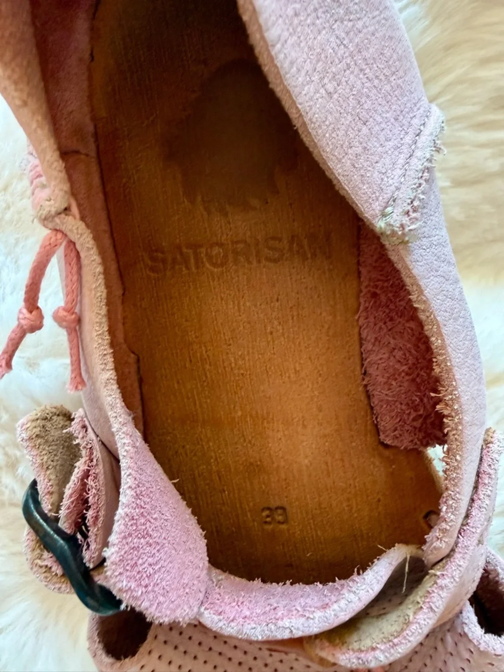 Satorisan Women’s Pink Leather Moccasin Sandals - Picture 10 of 11